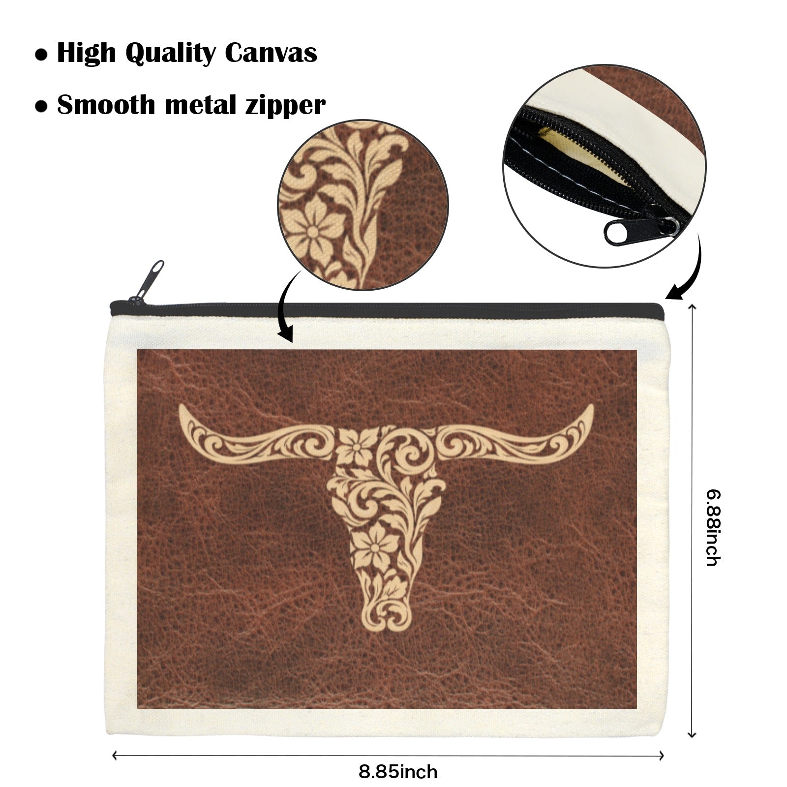 Baha Ranch Tooled Longhorn Set of 5 bags Cosmetic Bag Made in America by Baha Ranch Western Wear - product image 3