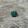 Kingman Turquoise Adjustable Square Ring By Donovan Nez