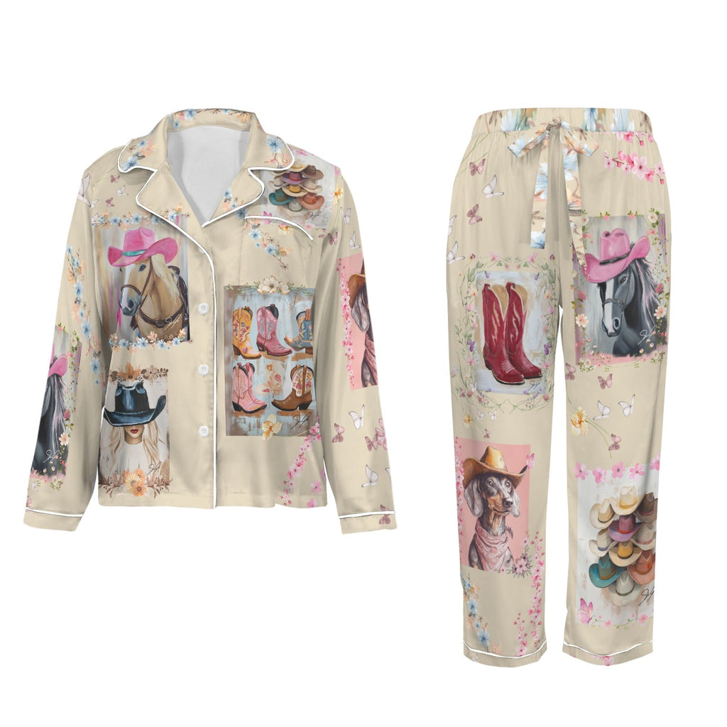 Baha Ranch Danilo Painted Cowgirl Satin Long Pajamas by Baha Ranch Western Wear - product image 10