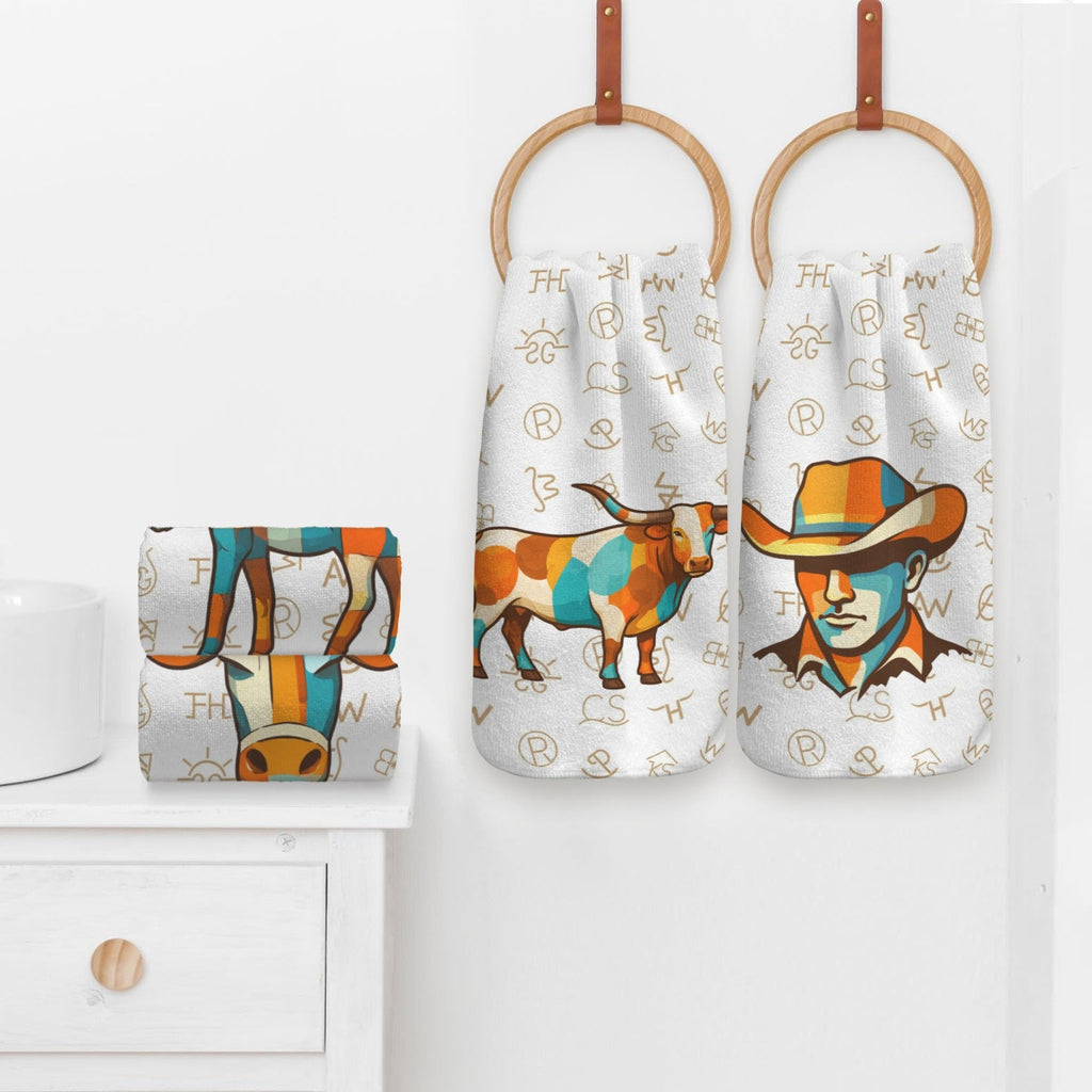 Baha Ranch Set of 4 Minimalistic Cowboy Western Cattle Brands Kitchen Towels Made in America by Baha Ranch Western Wear