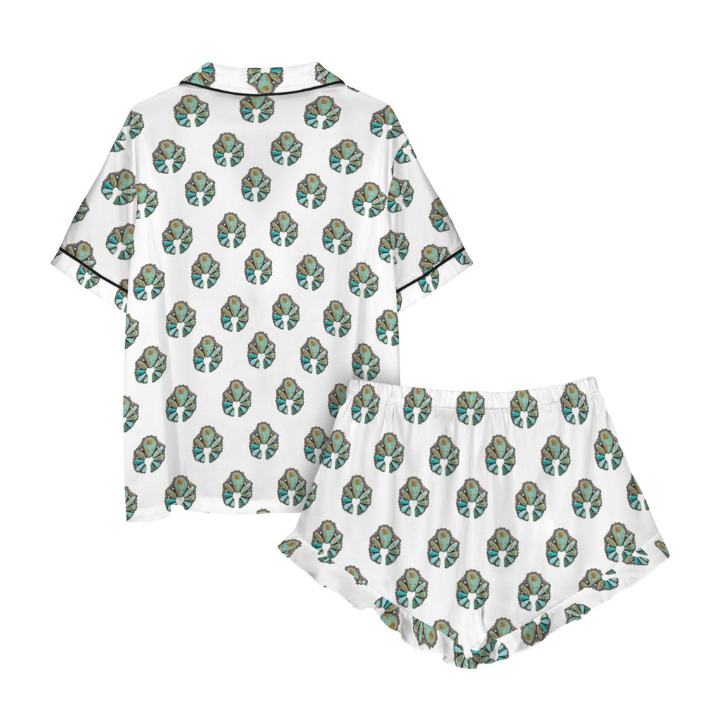 Baha Ranch Turquoise Naja White Satin Ruffle Pajama Set by Baha Ranch Western Wear - product image 5