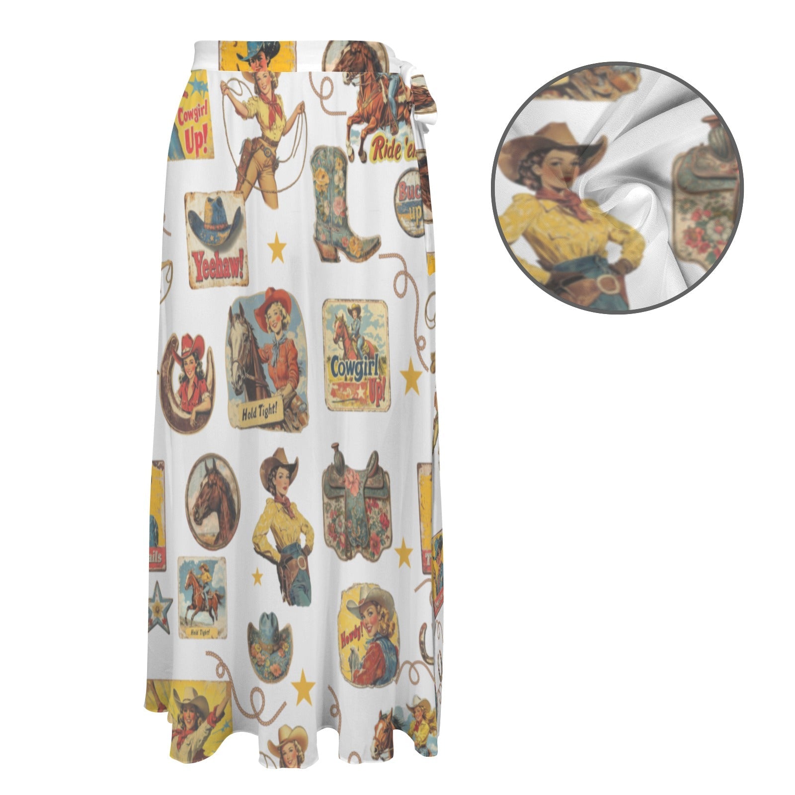 Baha Ranch Vintage Cowgirl Collage Beach Coverup Skirt by Baha Ranch Western Wear - product image 5