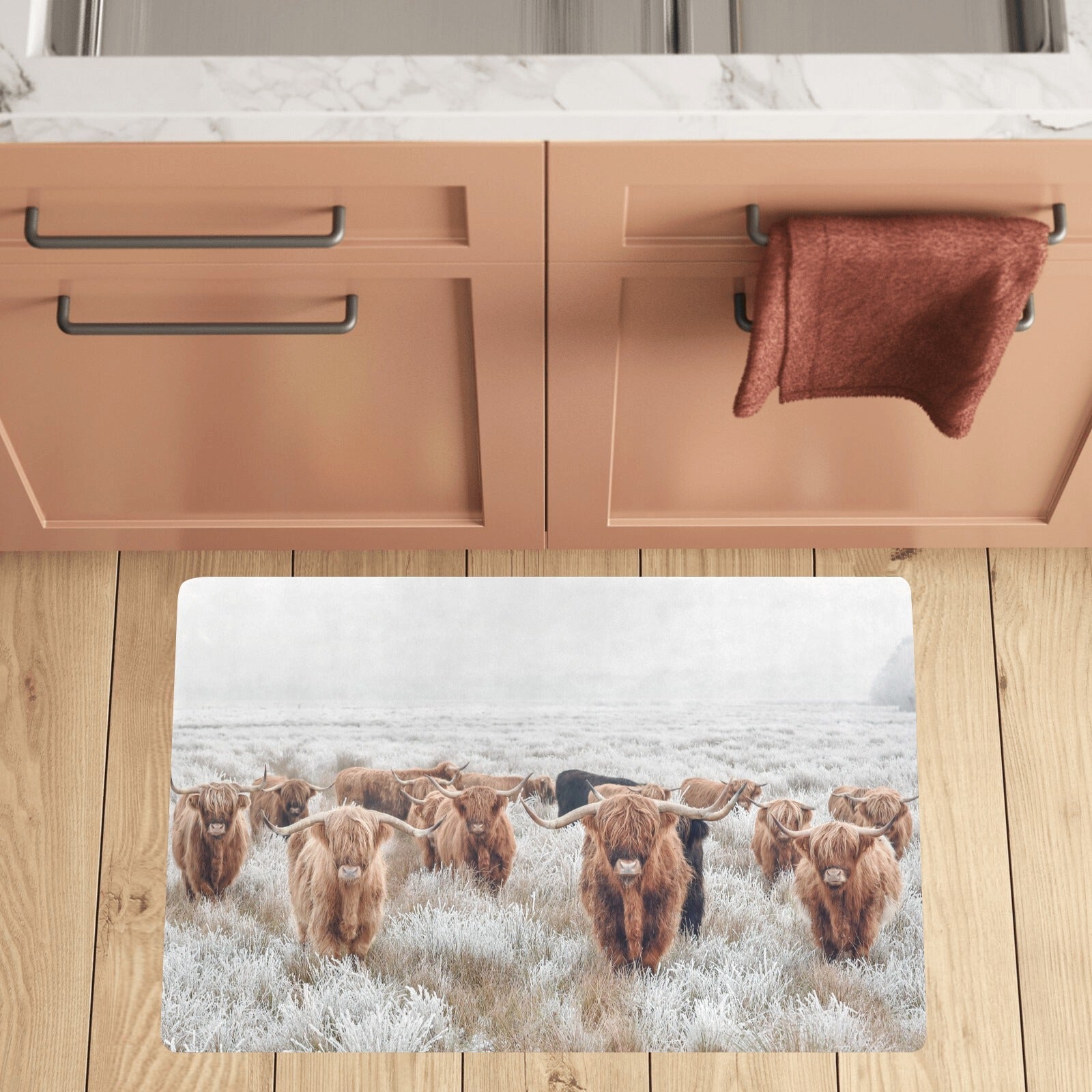 Highland Cow Herd Floor Mat Kitchen Mat 32"x20" Made in America by Baha Ranch Western Wear - product image 2