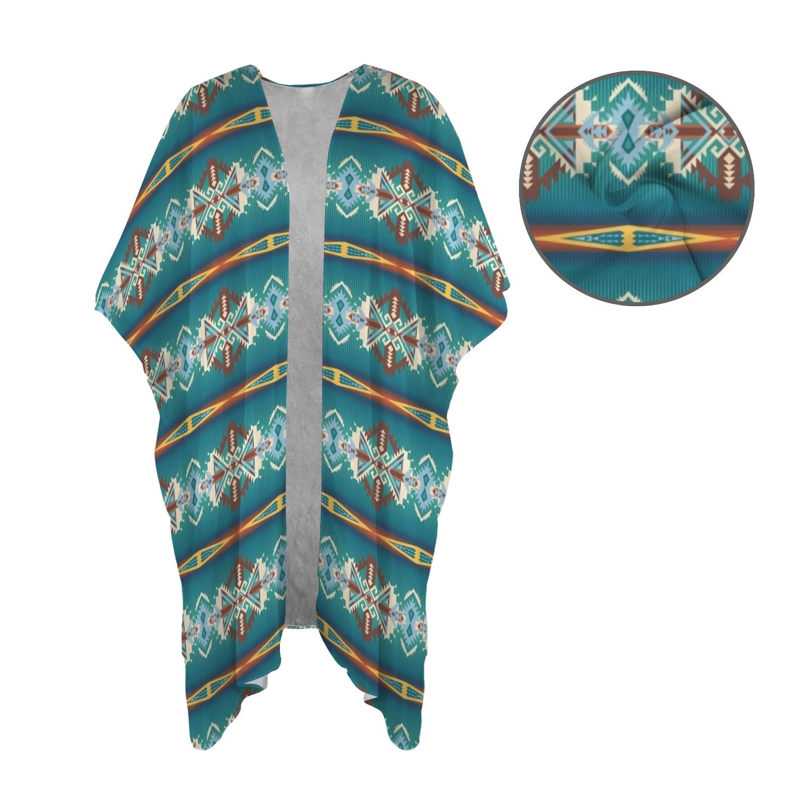 Baha Ranch Teal Aztec Duster Kimono Coverup by Baha Ranch Western Wear - product image 4