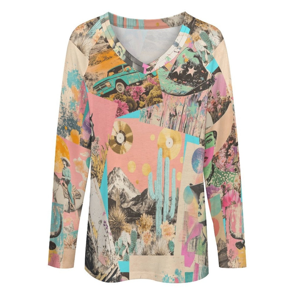 Baha Ranch Retro Pop Western Collage Long Sleeve Top by Baha Ranch Western Wear - product image 3