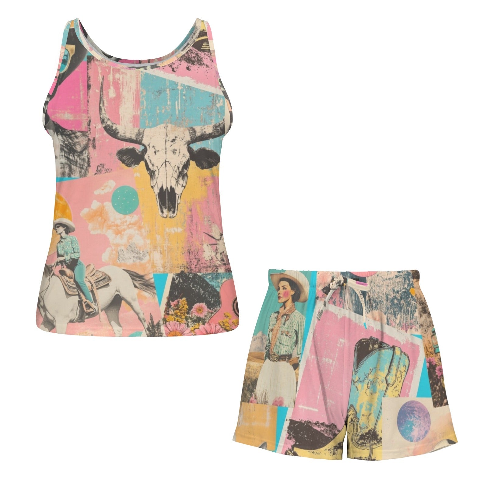 Baha Ranch Pop Western Collage Pajama Lounge Tank Shorts Set Made in America by Baha Ranch Western Wear - product image 6