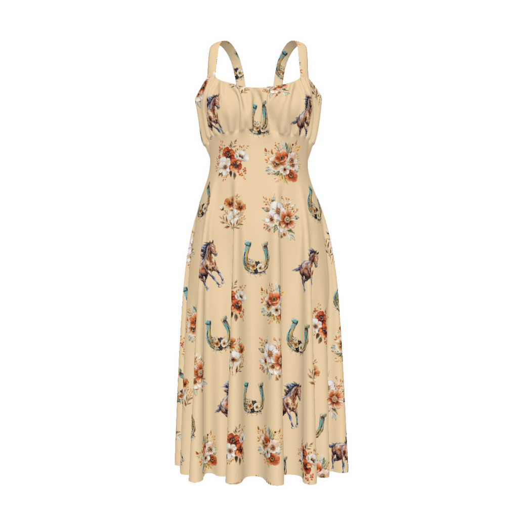 Baha Ranch Floral Horse Western Country Girl High Waist Sun Dress by Baha Ranch Western Wear - product image 5