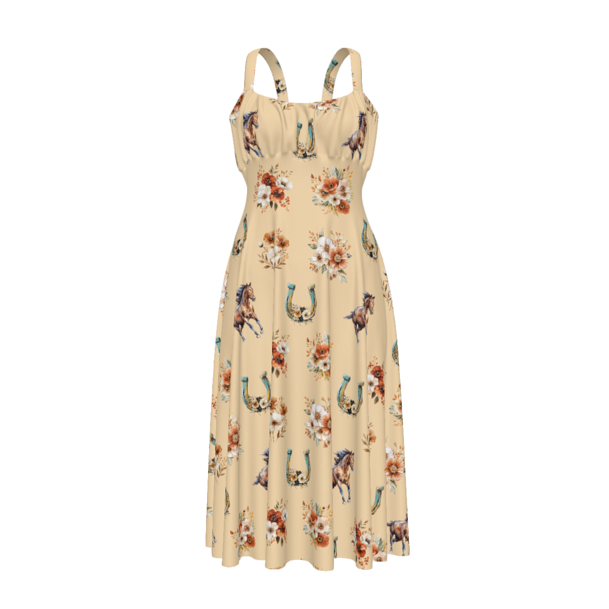 Baha Ranch Floral Horse Western Country Girl High Waist Sun Dress by Baha Ranch Western Wear - product image 5