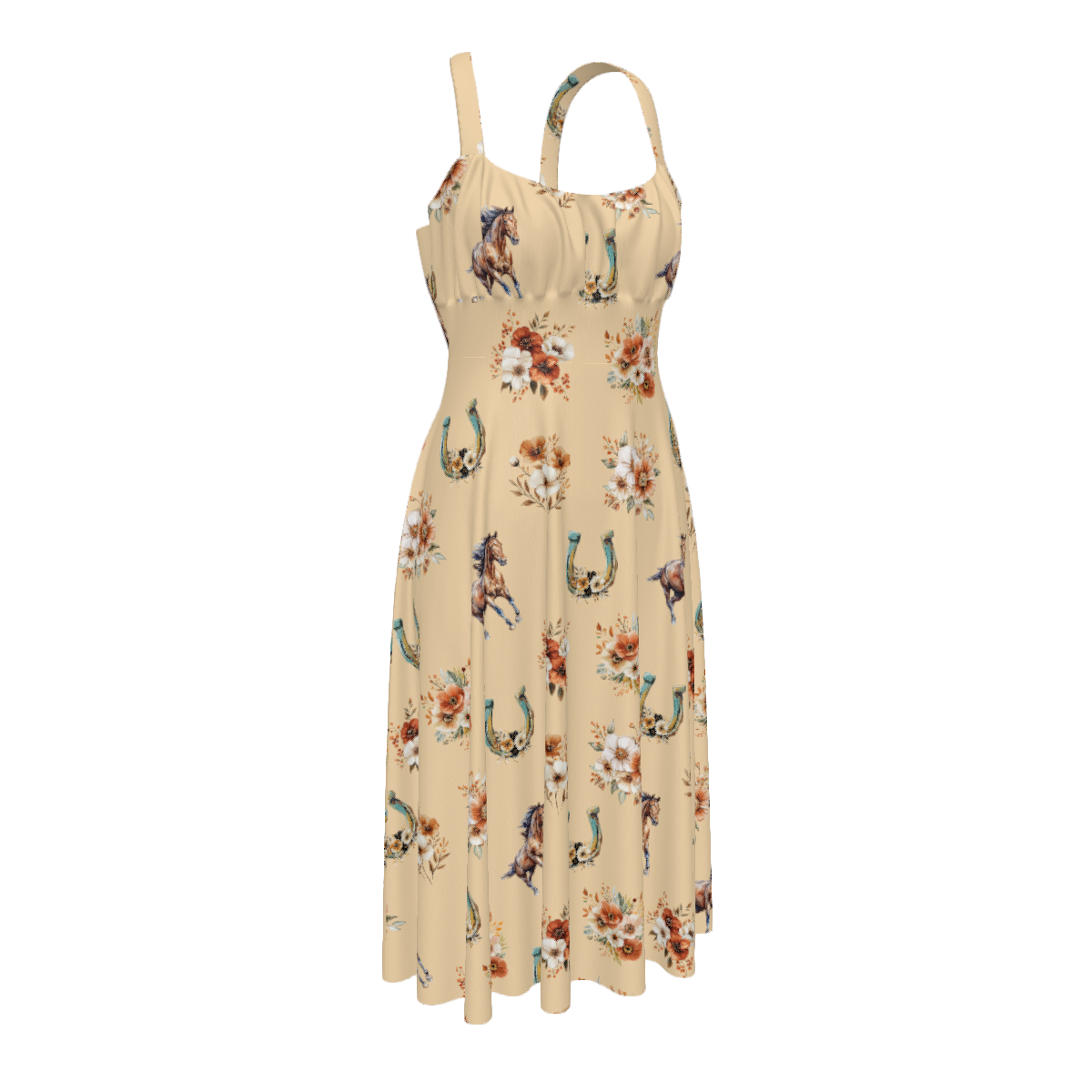 Baha Ranch Floral Horse Western Country Girl High Waist Sun Dress by Baha Ranch Western Wear - product image 8