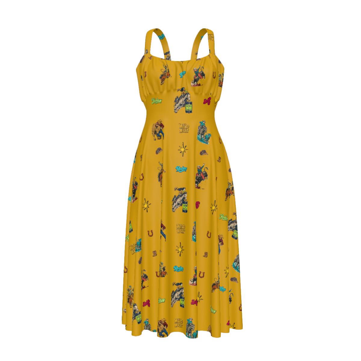 Baha Ranch The Last Roundup Western Rodeo Prairie Dress in Mustard by Baha Ranch Western Wear - product image 4