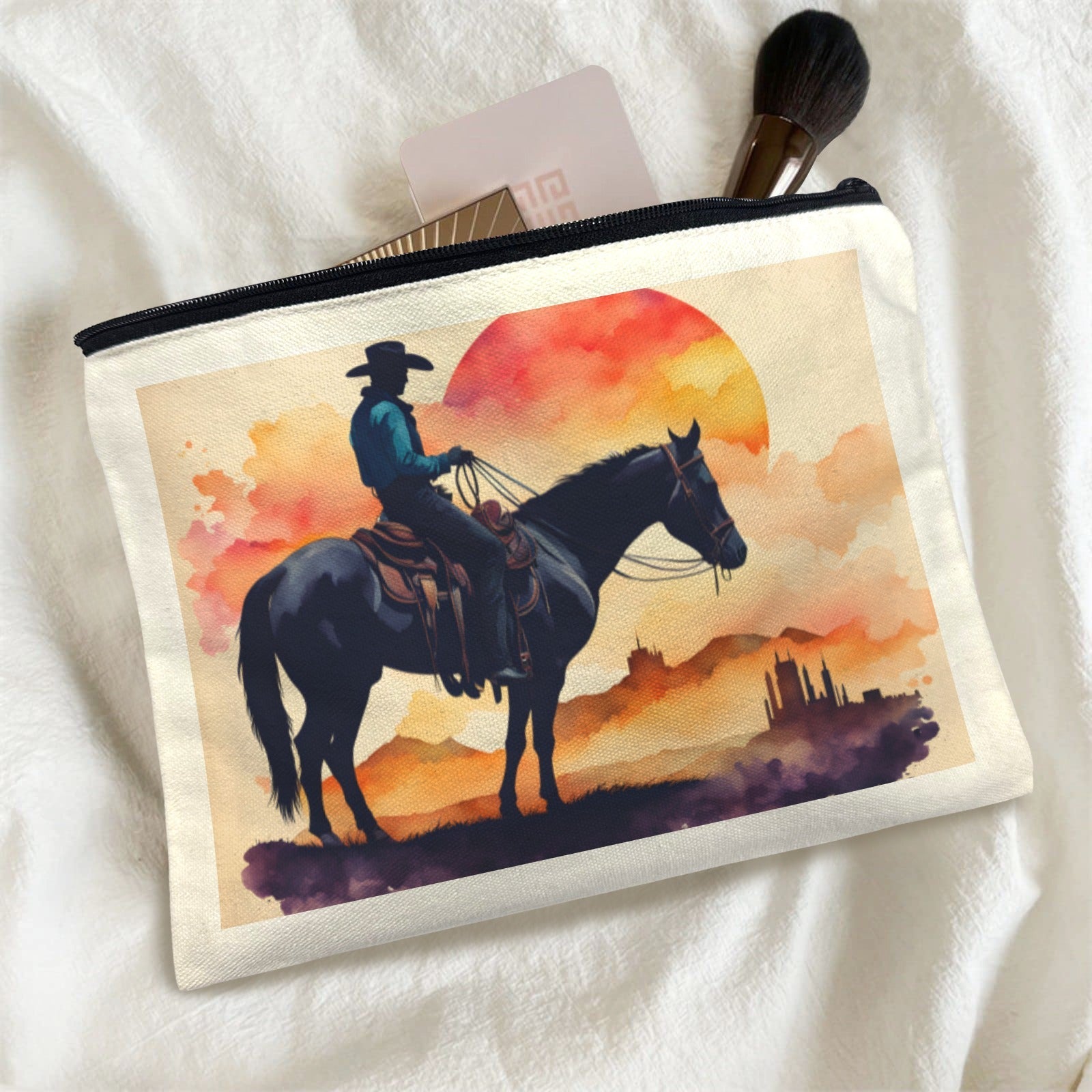 Baha Ranch Water Color Cowboy Cosmetic Bag Pack of 5 Made in America by Baha Ranch Western Wear