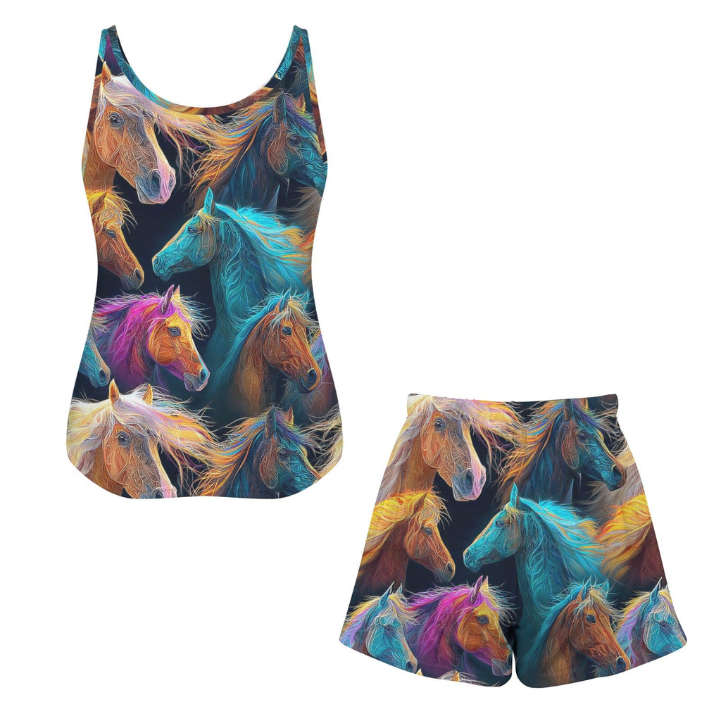 Baha Ranch Colorful Horses Pajama Lounge Tank Shorts Set Made in America by Baha Ranch Western Wear - product image 5