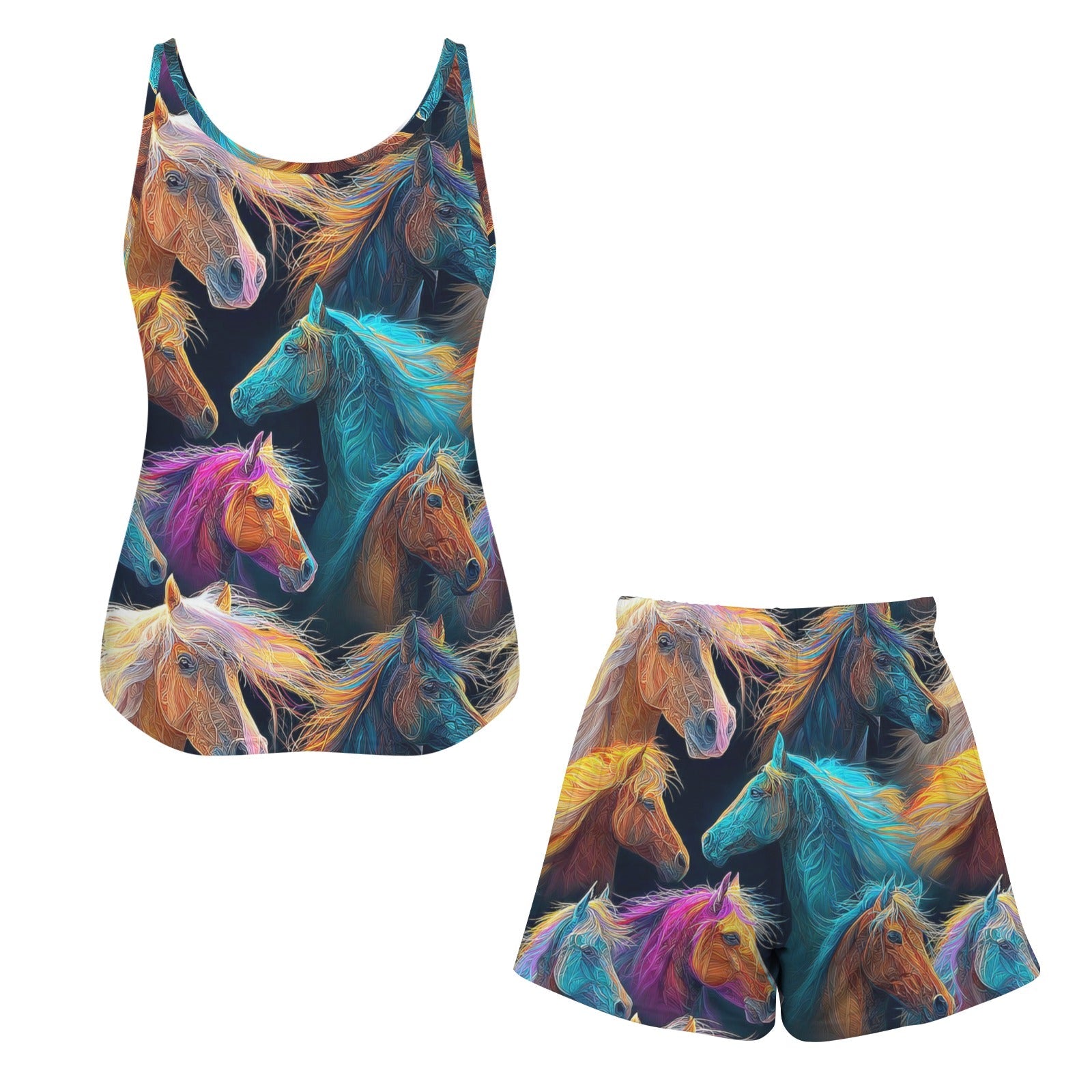 Baha Ranch Colorful Horses Pajama Lounge Tank Shorts Set Made in America by Baha Ranch Western Wear - product image 5