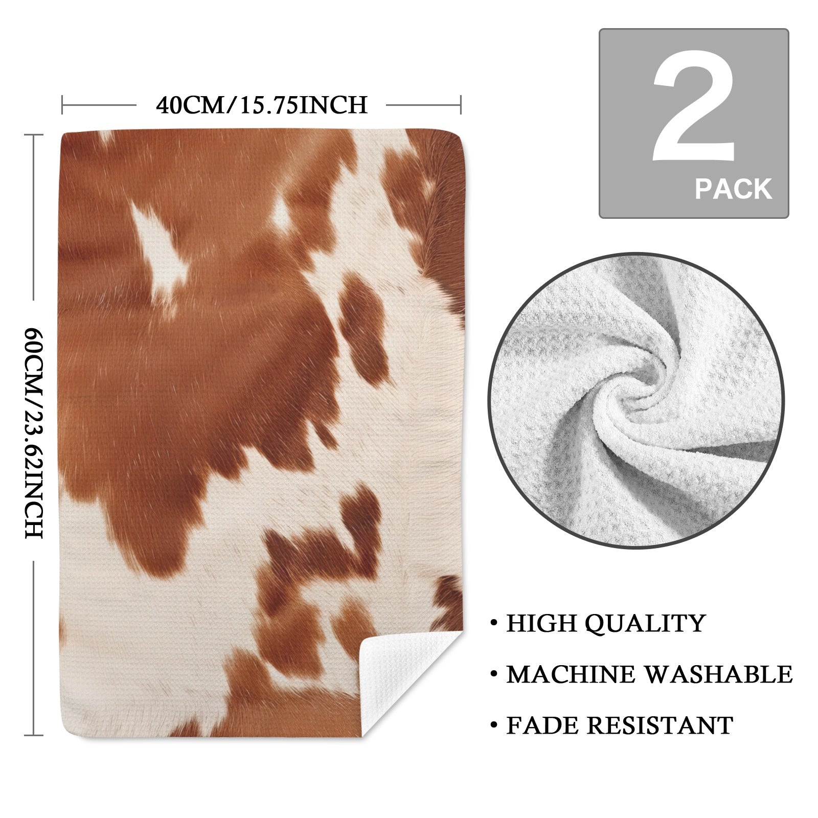 Baha Ranch Cow Print Set of 2 Dish Towels made in America Kitchen Towels by Baha Ranch Western Wear - product image 2