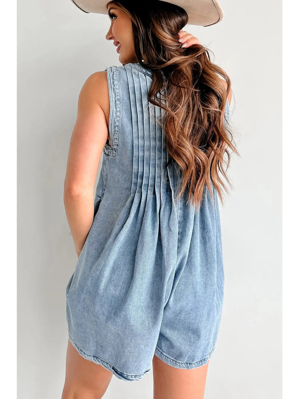 Skye Denim Pleated | Romper — view 4
