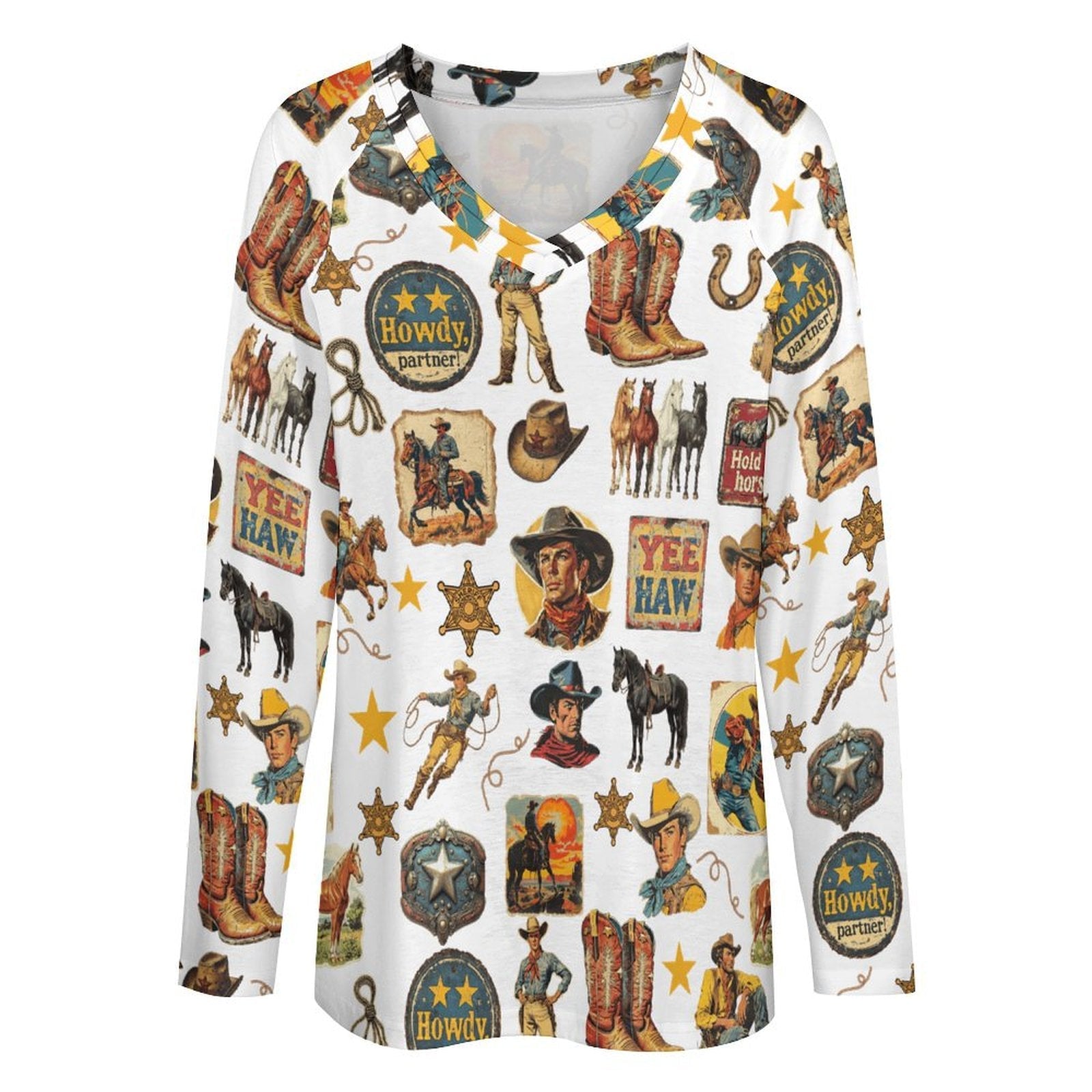 Baha Ranch Long Sleeve Vintage Cowboy Collage Top by Baha Ranch Western Wear - product image 3
