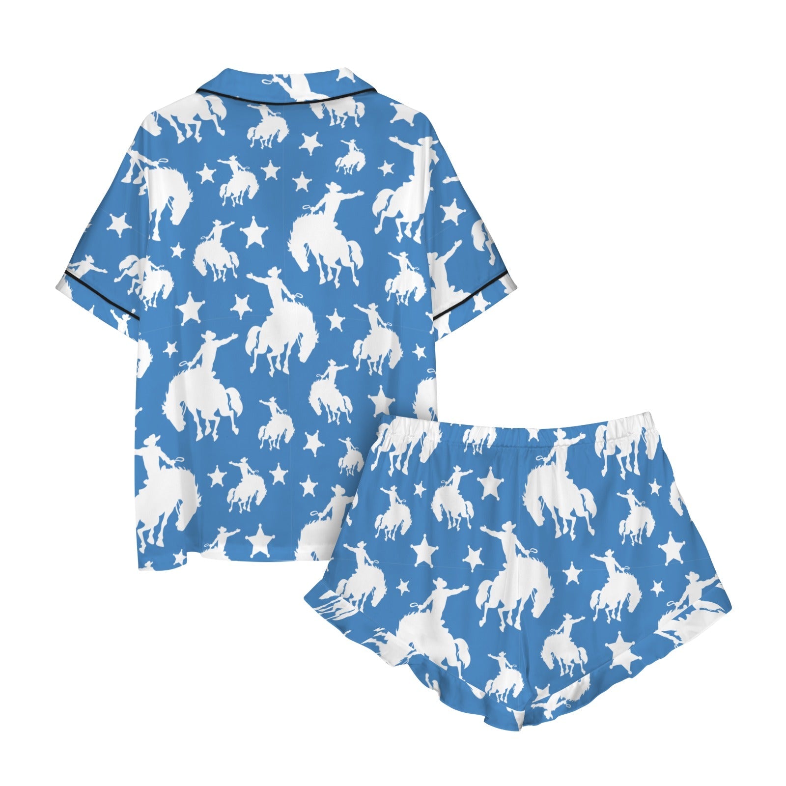 Baha Ranch Blue Bronc Satin Ruffle Hem Pajama set by Baha Ranch Western Wear - product image 5