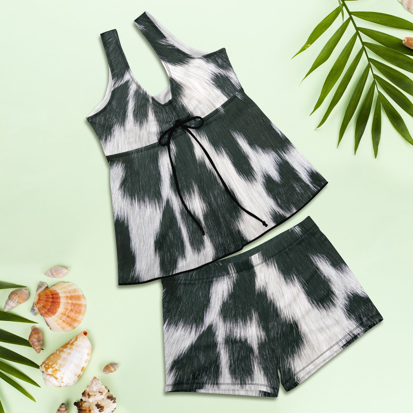 Baha Ranch Black White Cowhide Print Tankini Boy Shorts Swim Set by Baha Ranch Western Wear - product image 4