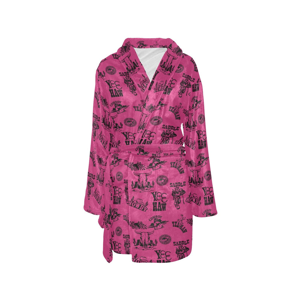 Baha Ranch Pink Cowboy Print Western Bath Robe by Baha Ranch Western Wear - product image 3
