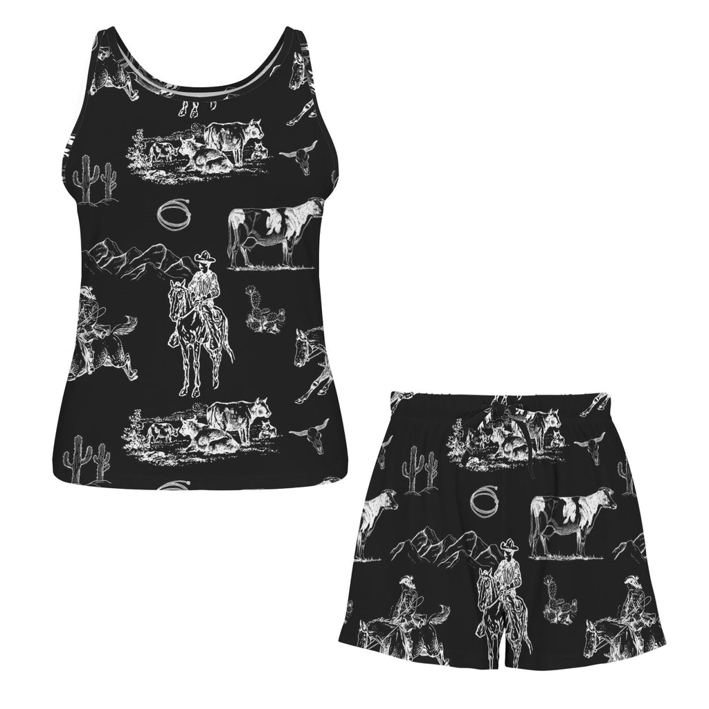 Baha Ranch Ranch Life Black Pajama Lounge Tank Shorts Set Made in America by Baha Ranch Western Wear - product image 5