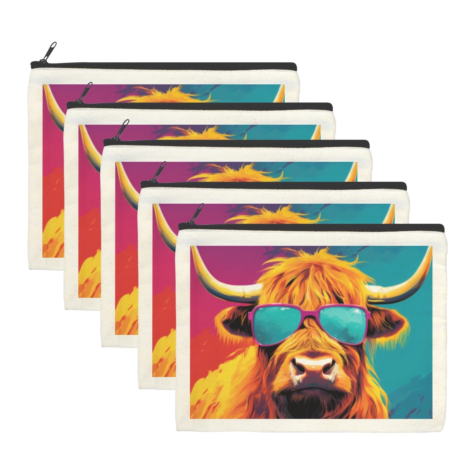 Baha Ranch Cool Highland Cow Cosmetic Bag Pack of 5 Made in America by Baha Ranch Western Wear - product image 2