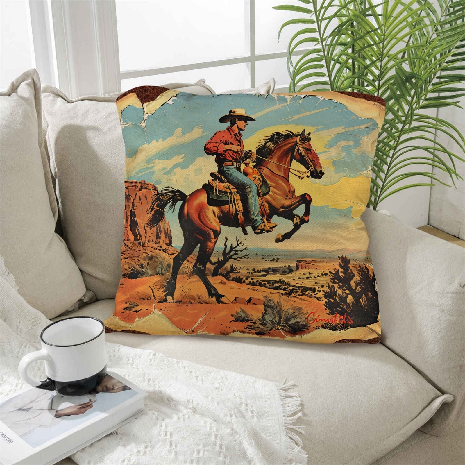 Baha Ranch Vintage Cowboy Pillow Case Made in America by Baha Ranch Western Wear - product image 3