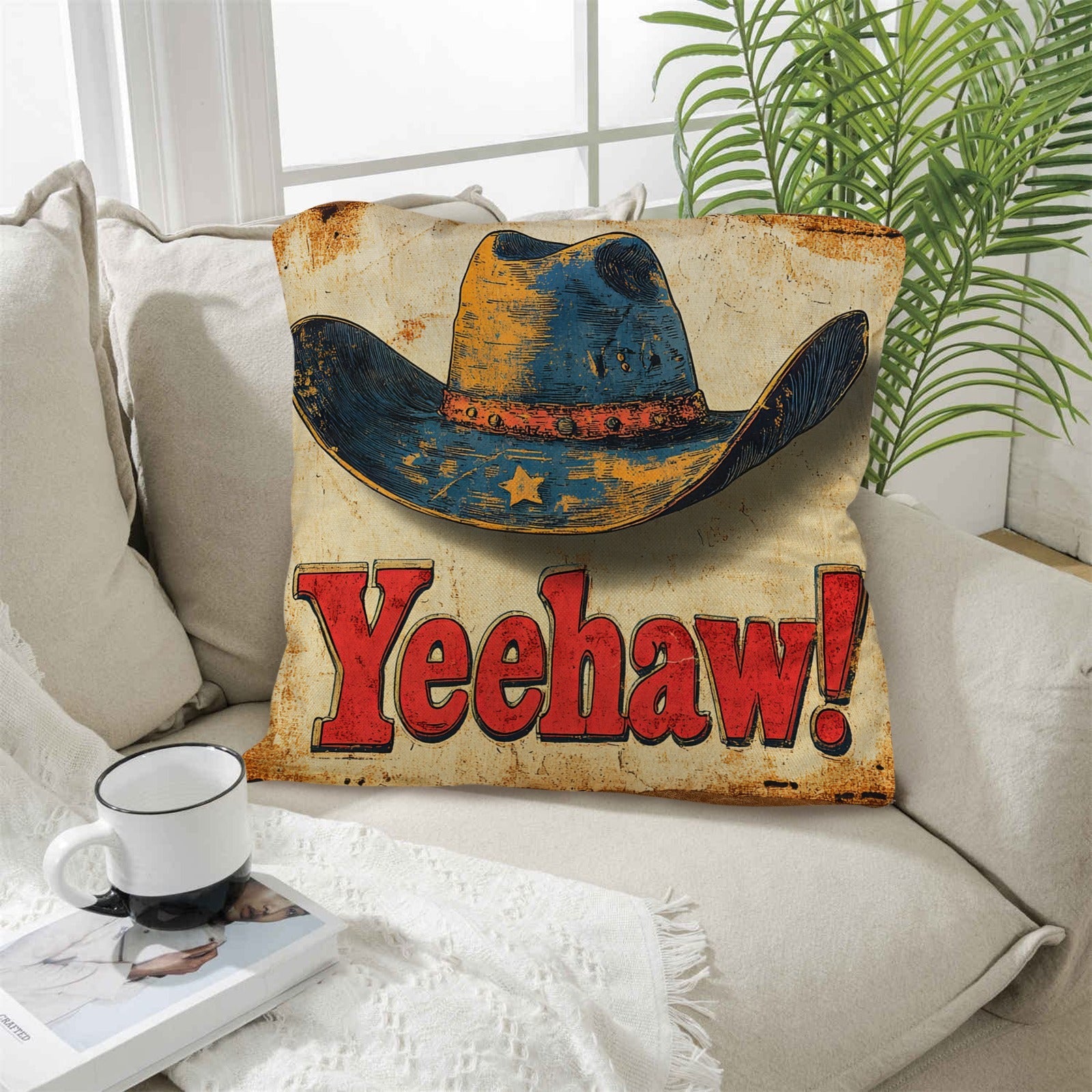 Baha Ranch Vintage Western Yeehaw Throw Pillow Case 18 x 18 Made in America by Baha Ranch Western Wear - product image 5