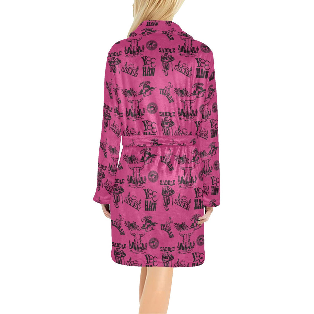 Baha Ranch Pink Cowboy Print Western Bath Robe by Baha Ranch Western Wear - product image 2