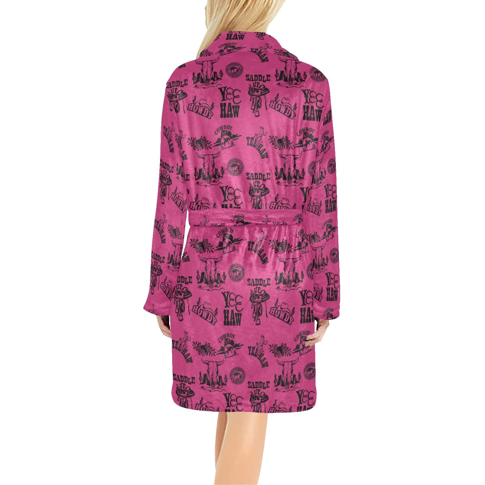 Baha Ranch Pink Cowboy Print Western Bath Robe by Baha Ranch Western Wear - product image 2