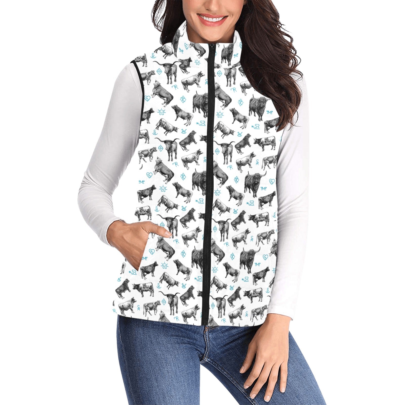 Baha Ranch Cattle and Brands Women's Western Puffy Vest by Baha Ranch Western Wear - product image 2