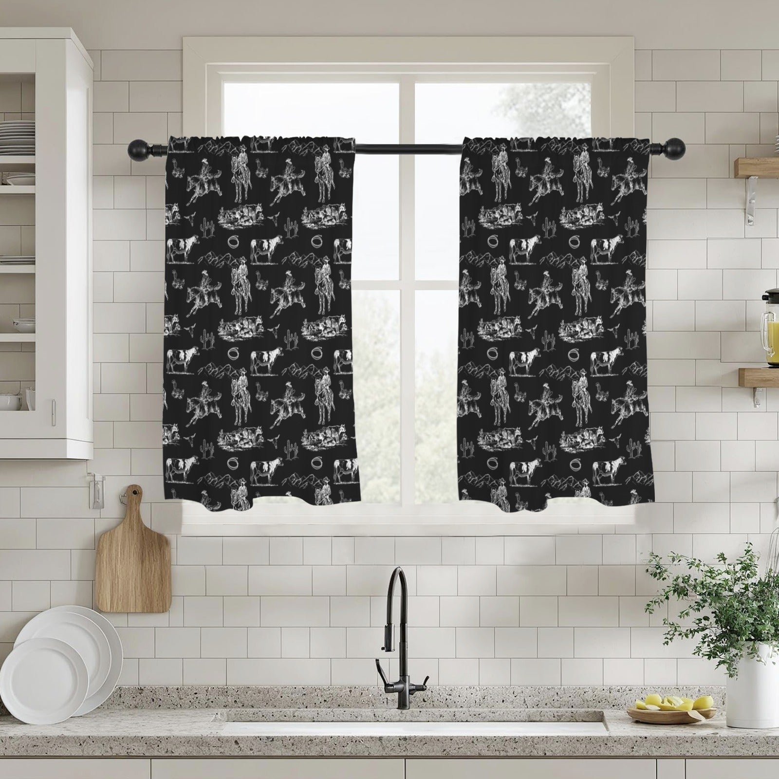 Baha Ranch Ranch Life Window Curtains 28"x40" (2-Piece) Made in America by Baha Ranch Western Wear