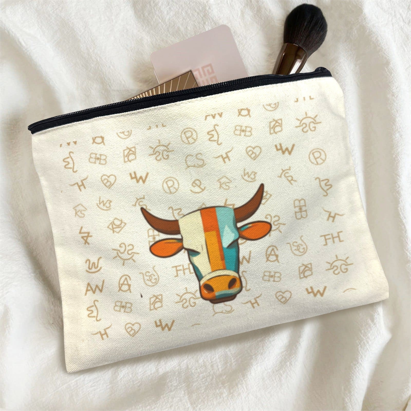 Baha Ranch Brands with Steer pack of 5 bags Cosmetic Bag Made in America by Baha Ranch Western Wear