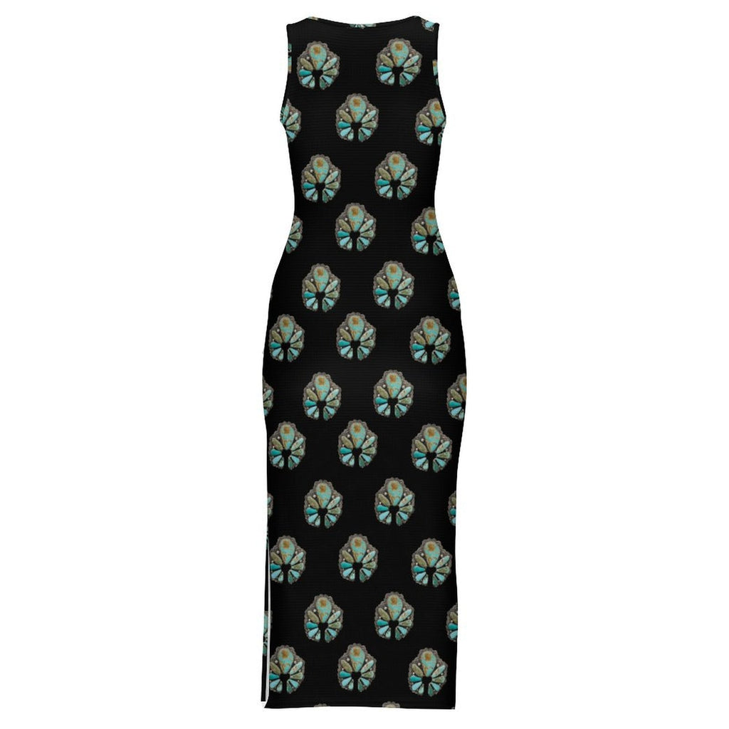 Baha Ranch Turquoise Naja Sleeveless Bodycon Side Slit Maxi Dress by Baha Ranch Western Wear - product image 9