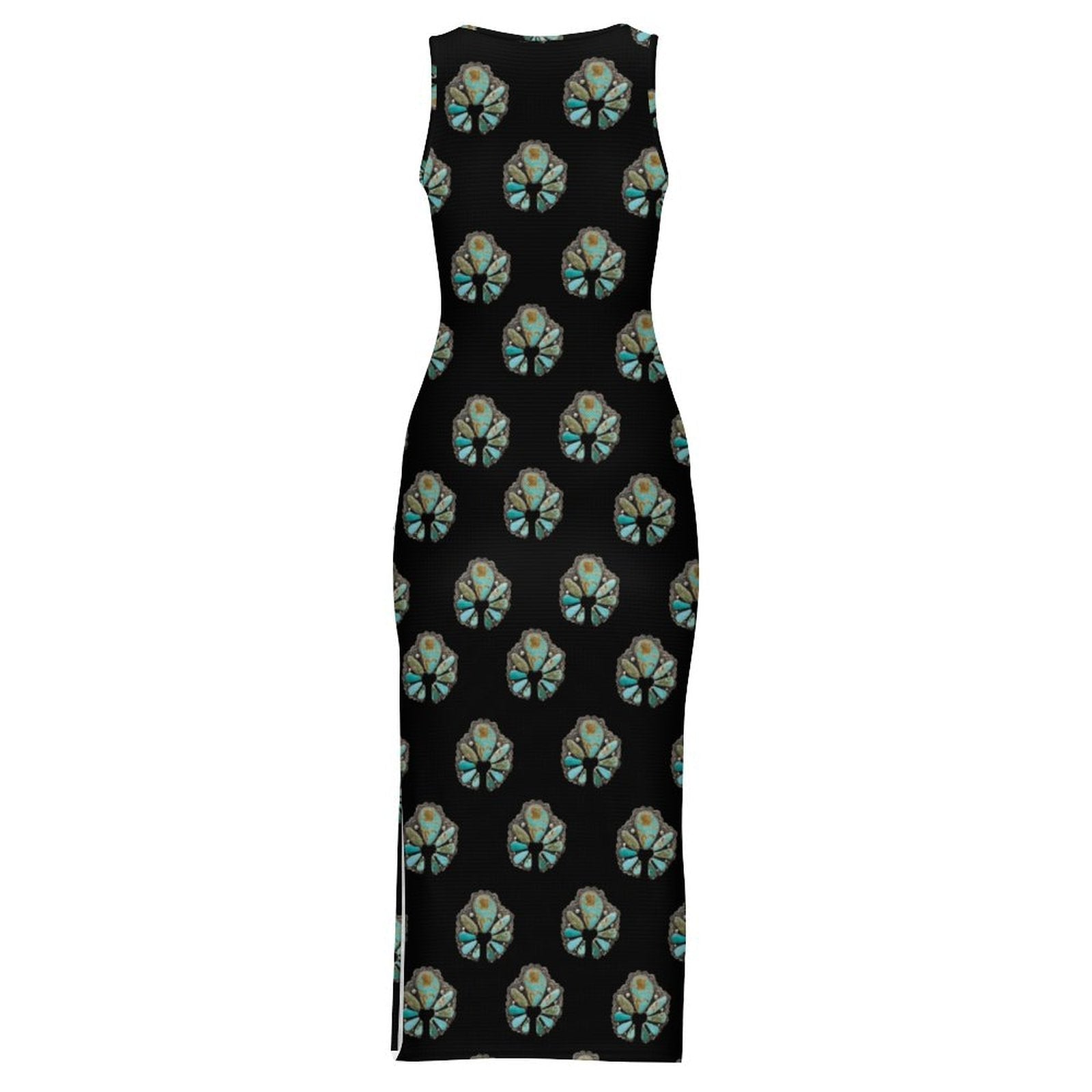 Baha Ranch Turquoise Naja Sleeveless Bodycon Side Slit Maxi Dress by Baha Ranch Western Wear - product image 9