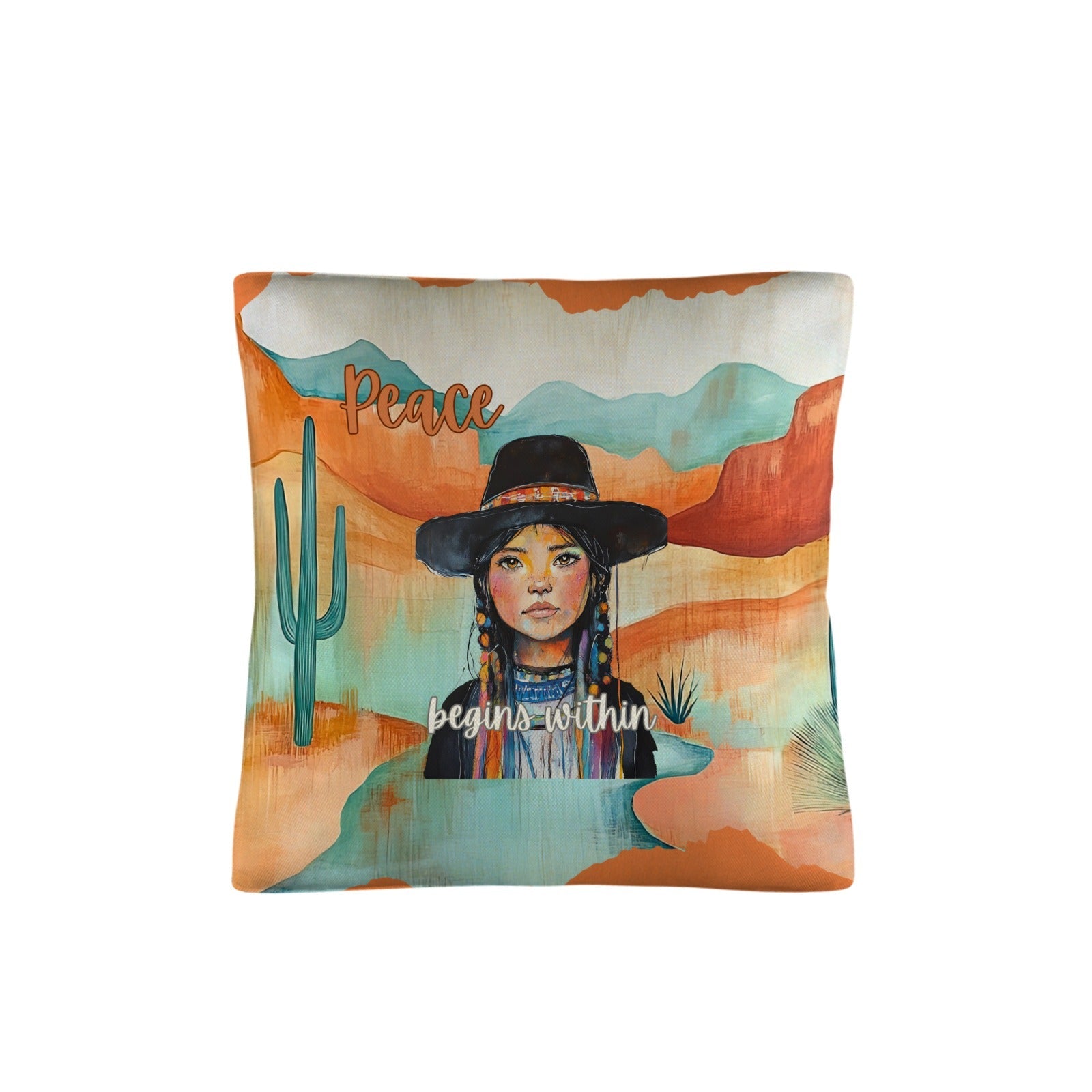Baha Ranch Native Peace Begins Within Throw Pillow Case Made in America by Baha Ranch Western Wear - product image 2