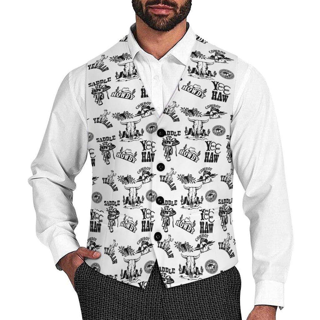 Baha Ranch Cowboy Print Men's Western Vest by Baha Ranch Western Wear