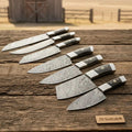 7-Piece Damascus Kitchen Knife Set — Chef, Santoku, Nakiri, Cleaver, Slicing, Utility & Paring