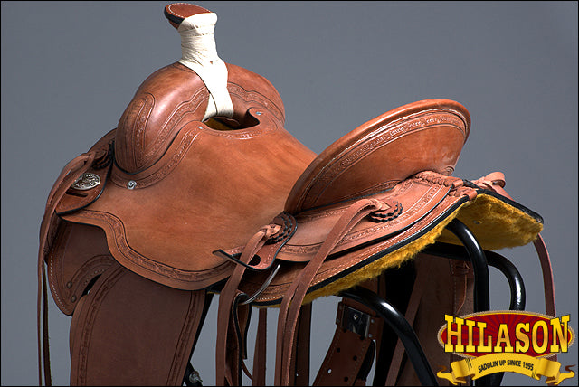 HILASON Western Horse Saddle American Leather Ranch Roping Trail Mahogany | Hand Tooled Wade & For Horses