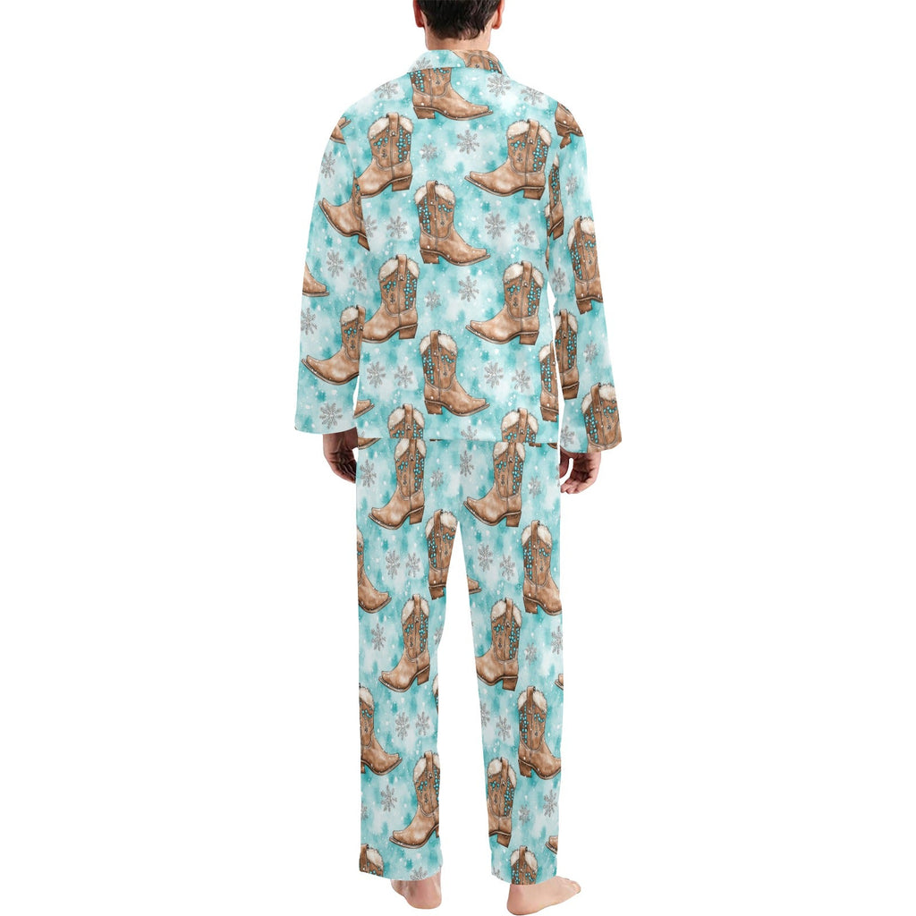 Baha Ranch Turquoise Christmas Boots Men's Western Pajamas by Baha Ranch Western Wear - product image 2