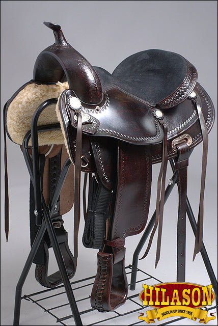 Hilason Western Treeless Trail, Pleasure & Barrel Leather Saddle