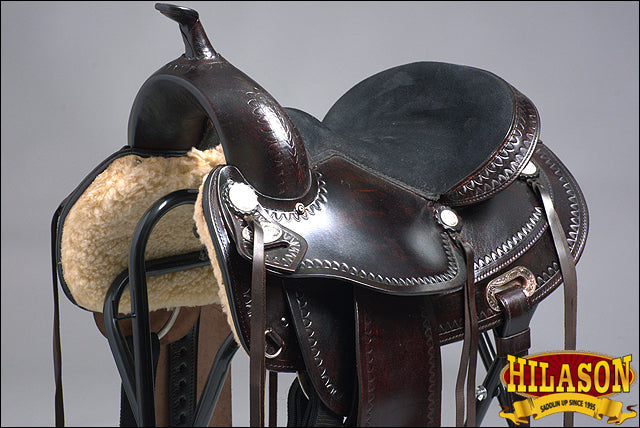 Hilason Western Treeless Trail, Pleasure & Barrel Leather Saddle
