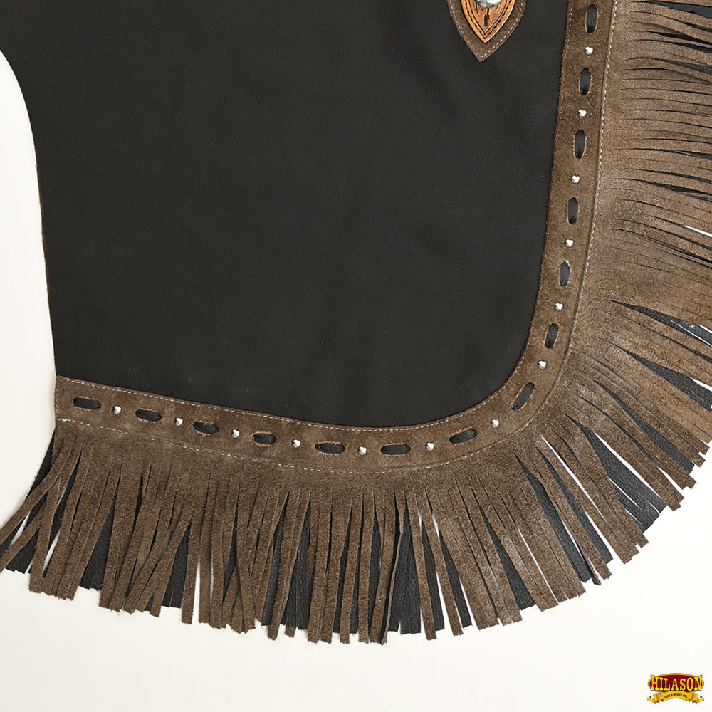 Hilason Western Bull Riding Chinks Chaps Adult Pro Rodeo Bronc Genuine Leather