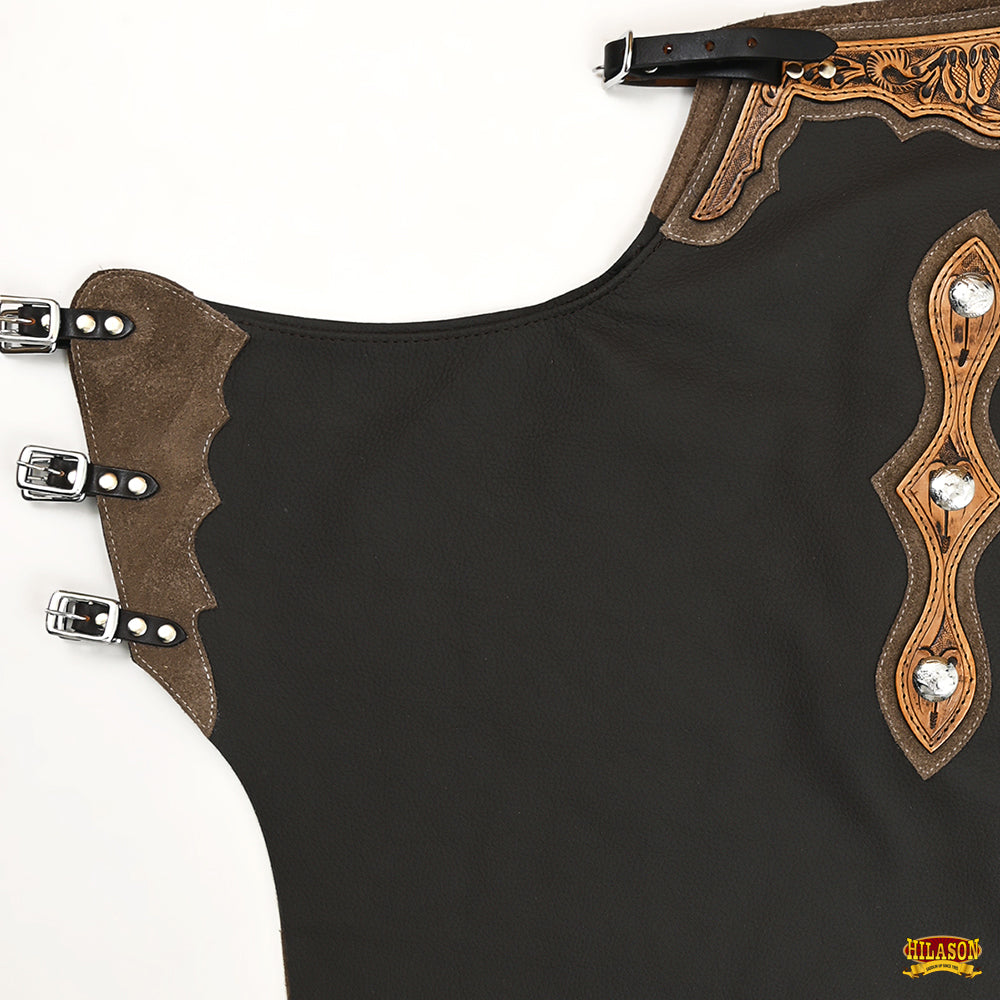 Hilason Western Bull Riding Chinks Chaps Adult Pro Rodeo Bronc Genuine Leather