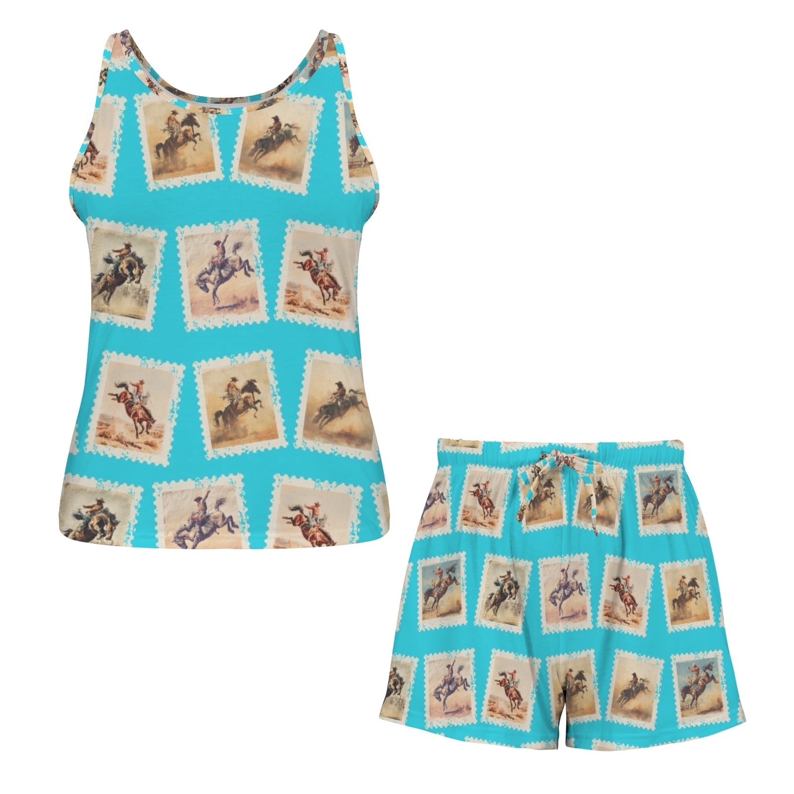 Baha Ranch Stamped Rodeo Cowboy Tank Shorts Lounge Pajama Set Made in America by Baha Ranch Western Wear - product image 5