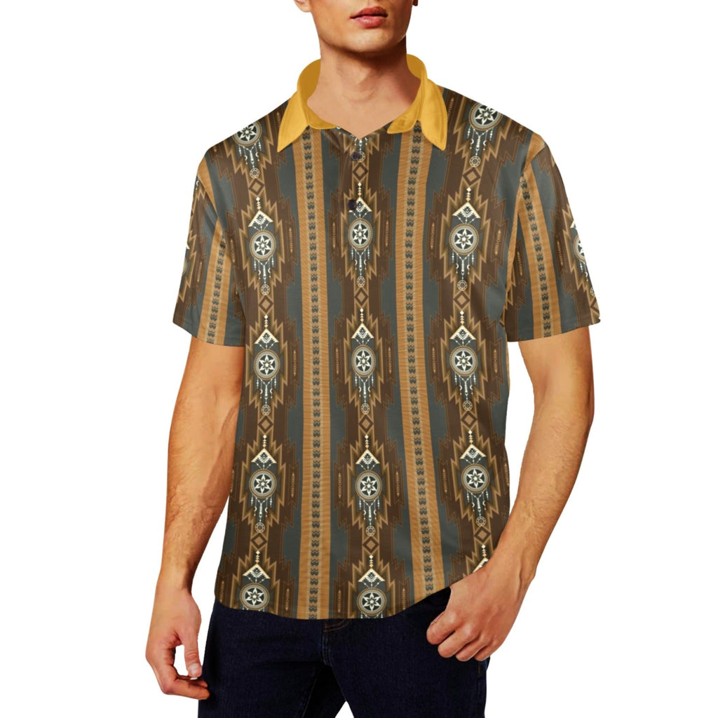 Baha Ranch Brown Gold Aztec Polo Shirt by Baha Ranch Western Wear - product image 2