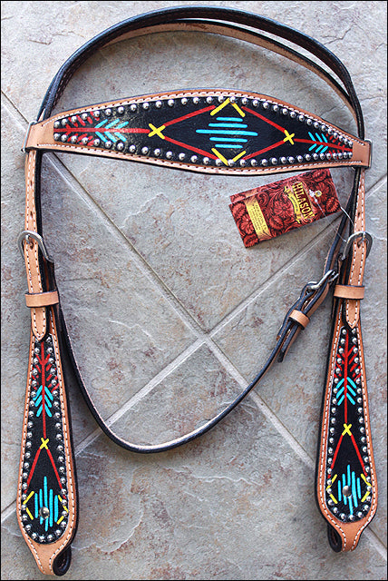 HILASON Western Horse Genuine Leather Headstall & Breast Collar Set Tan