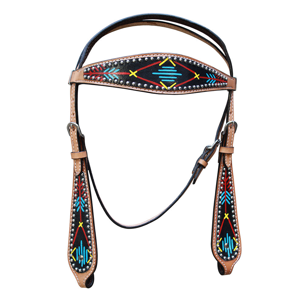 HILASON Western Horse Genuine Leather Headstall & Breast Collar Set Tan