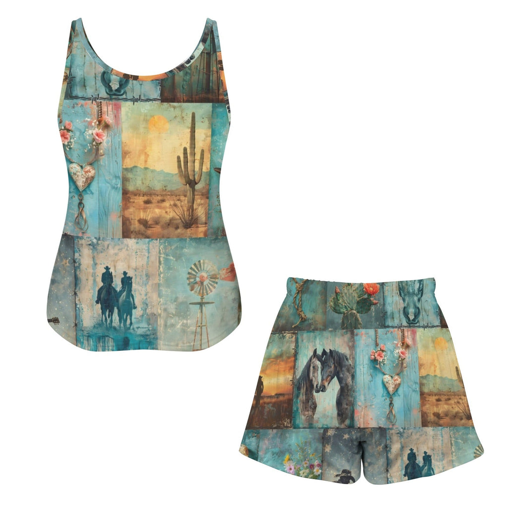 Baha Ranch Turquoise Dreams Pajama Lounge Tank Shorts Lounge Set Made in America by Baha Ranch Western Wear - product image 6