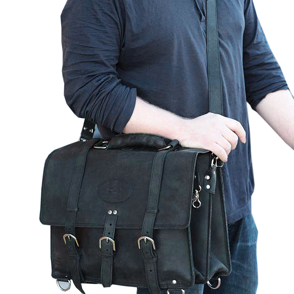 Handmade Buffalo Leather Convertible Briefcase Backpack Laptop Bag