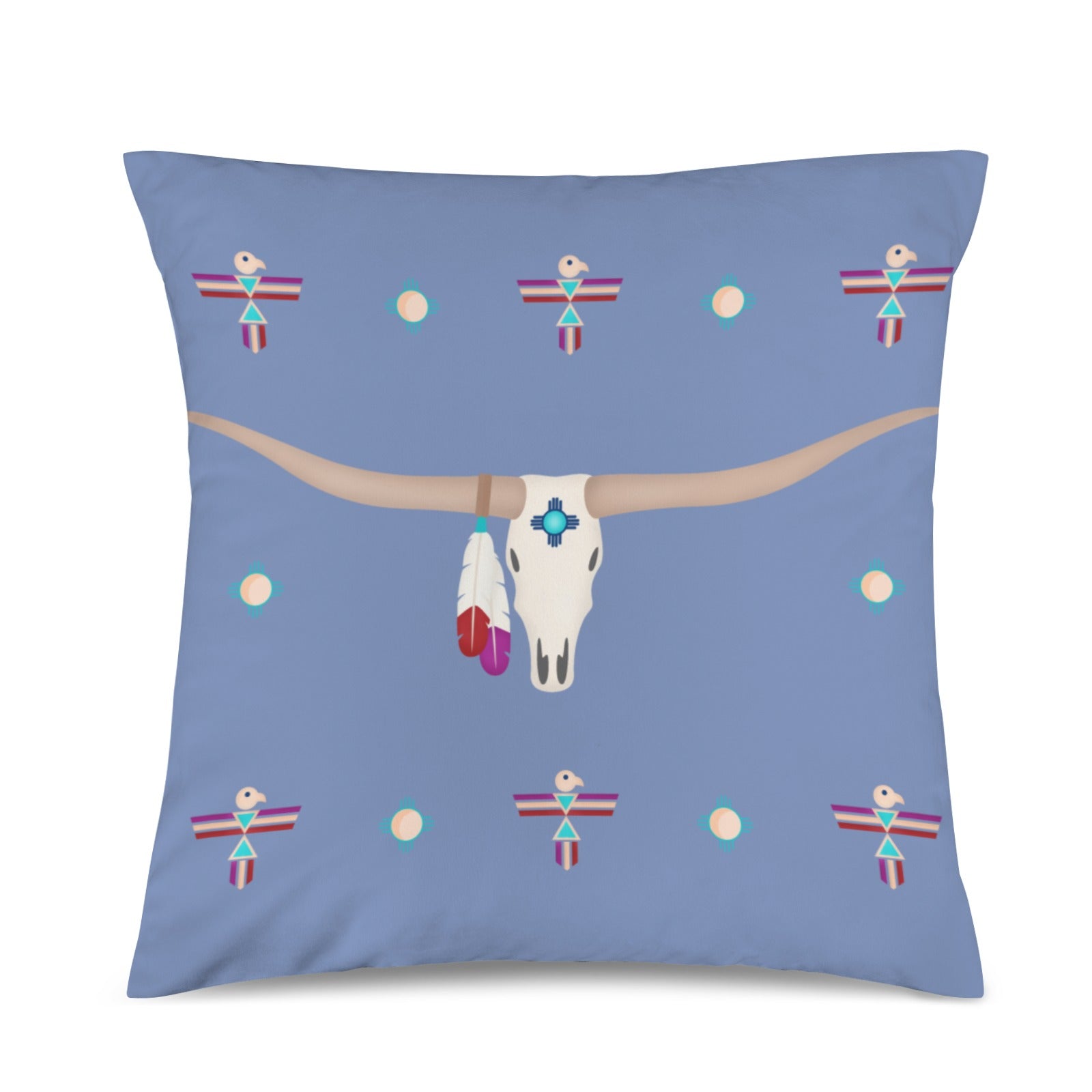 Baha Ranch Velvety Soft Southwest Longhorn Zia Pillow Cover Made in America by Baha Ranch Western Wear